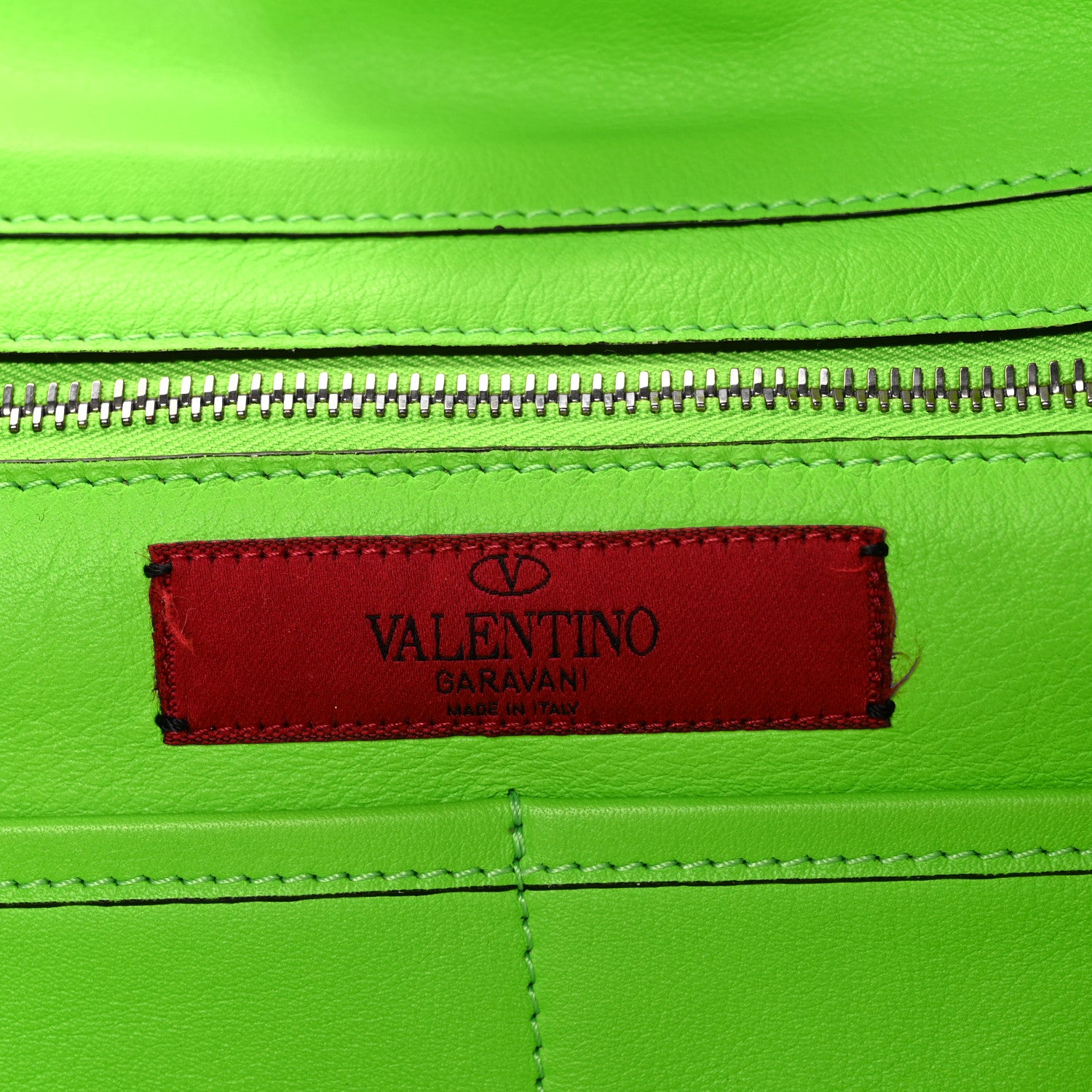 Valentino Garavani Vitello Medium Rockstud Tote Green Fluo 7 of 9