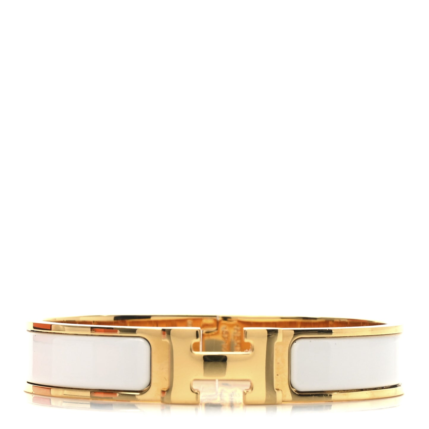 Enamel Narrow Clic Clac H Bracelet GM White