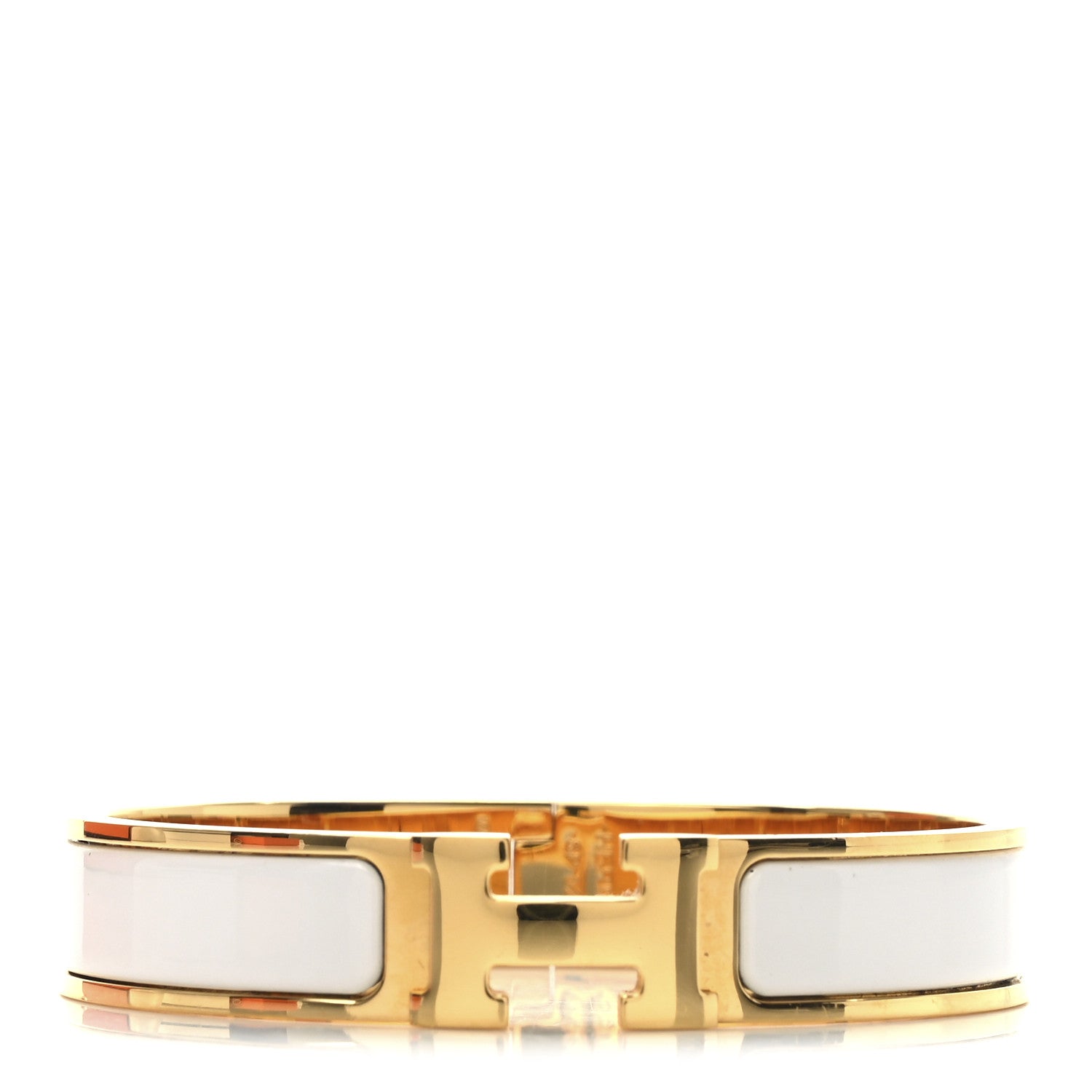 Hermes Enamel Narrow Clic Clac H Bracelet GM White 1 of 5