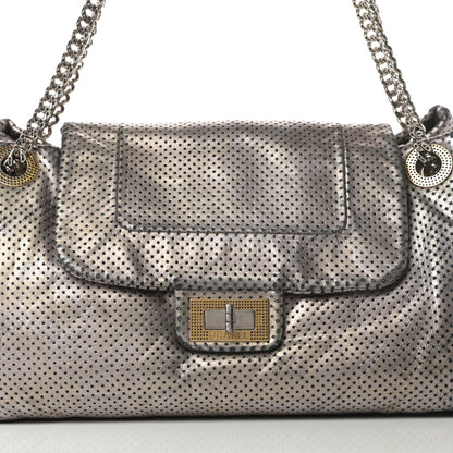 Chanel Metallic Calfskin Perforated Large Drill Accordion Flap Gold 8 of 17