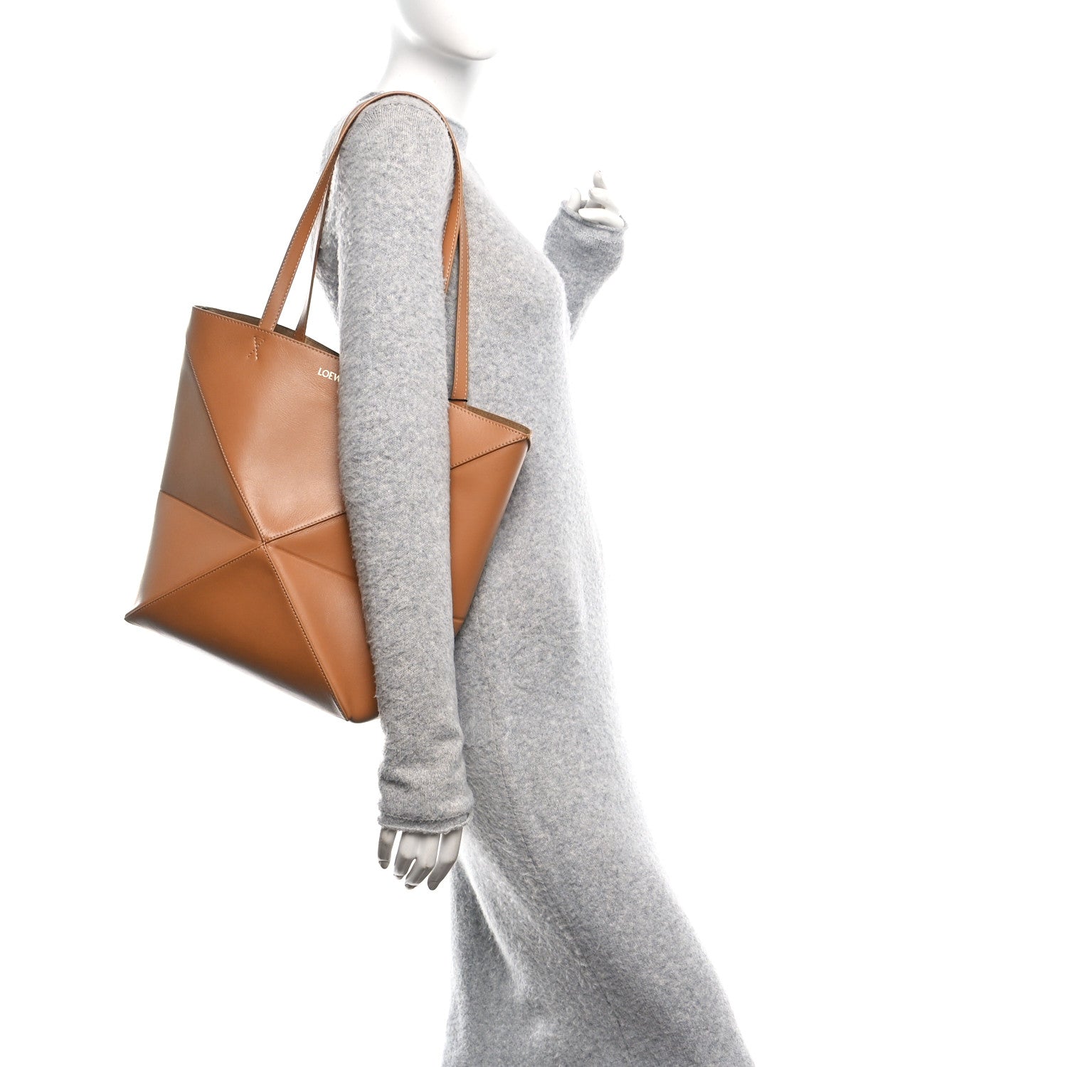 Loewe Shiny Calfskin Medium Puzzle Fold Tote Warm Desert 2 of 10