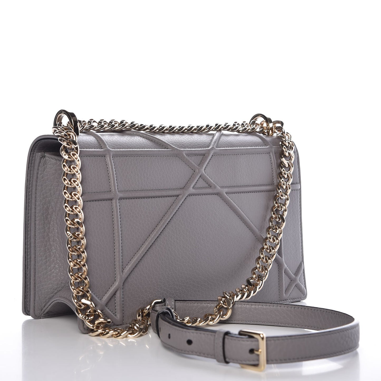 Grained Calfskin Medium Diorama Flap Bag Gris