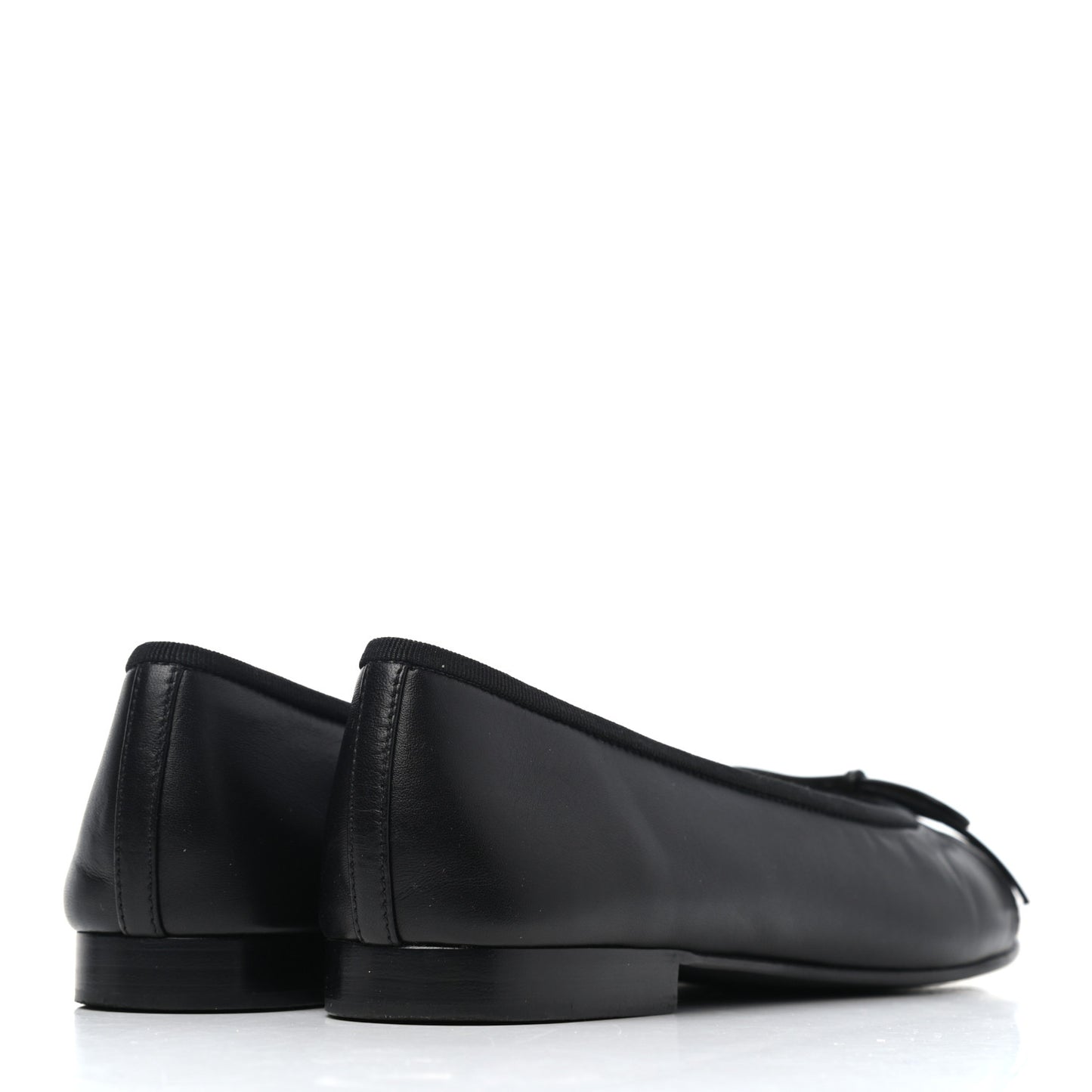 Lambskin Patent Cap Toe Ballerina Flats 39 Black