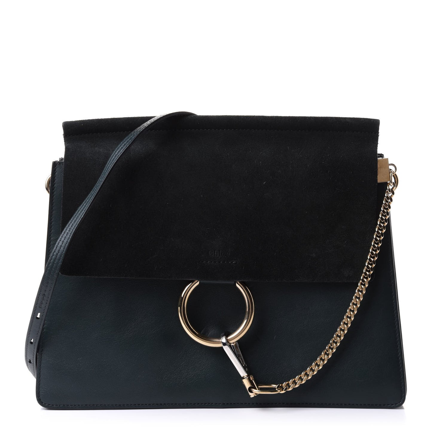 Suede Calfskin Medium Faye Shoulder Bag Intense Green
