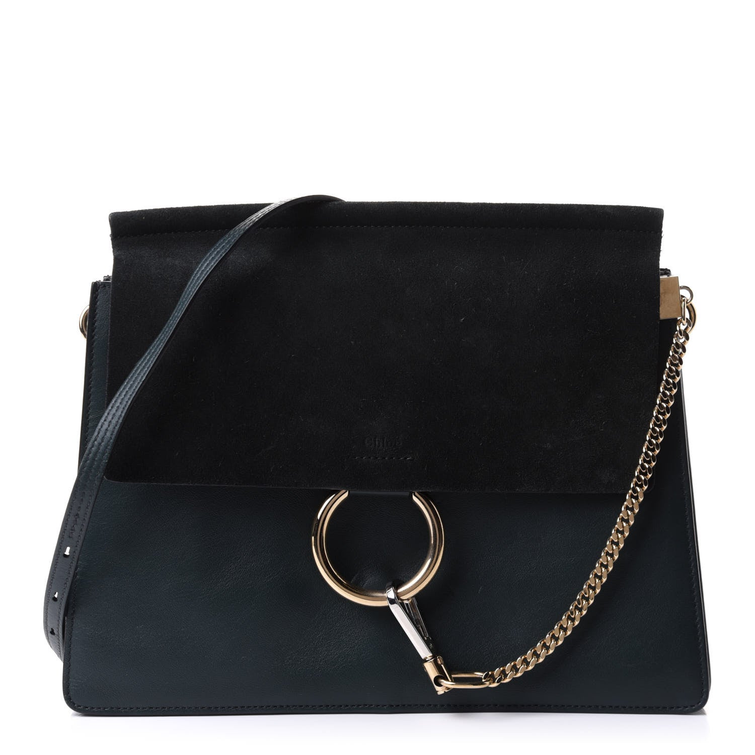 Chloe Suede Calfskin Medium Faye Shoulder Bag Intense Green 1 of 11