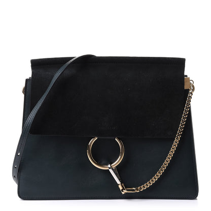 Chloe Suede Calfskin Medium Faye Shoulder Bag Intense Green 1 of 11