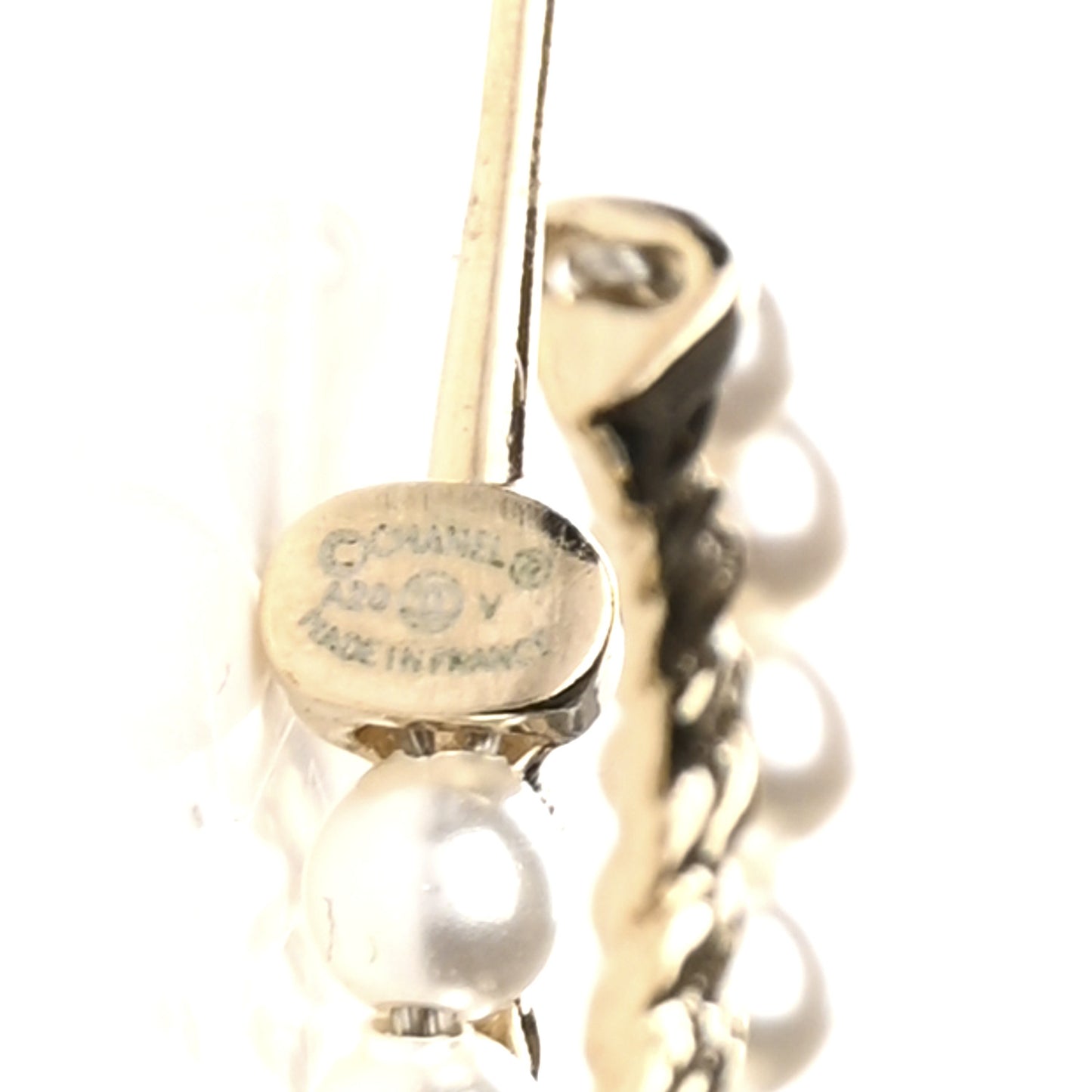 Pearl Charms CC Hoop Earrings Gold