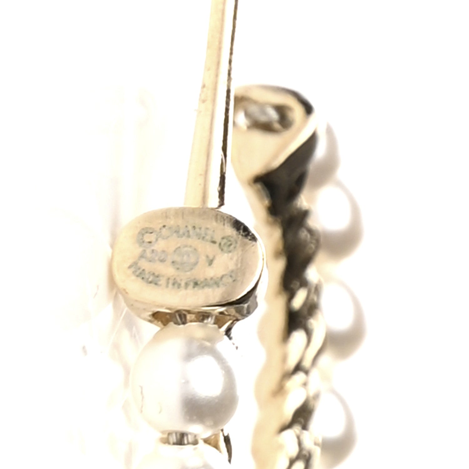 Chanel Pearl Charms CC Hoop Earrings Gold 4 of 5