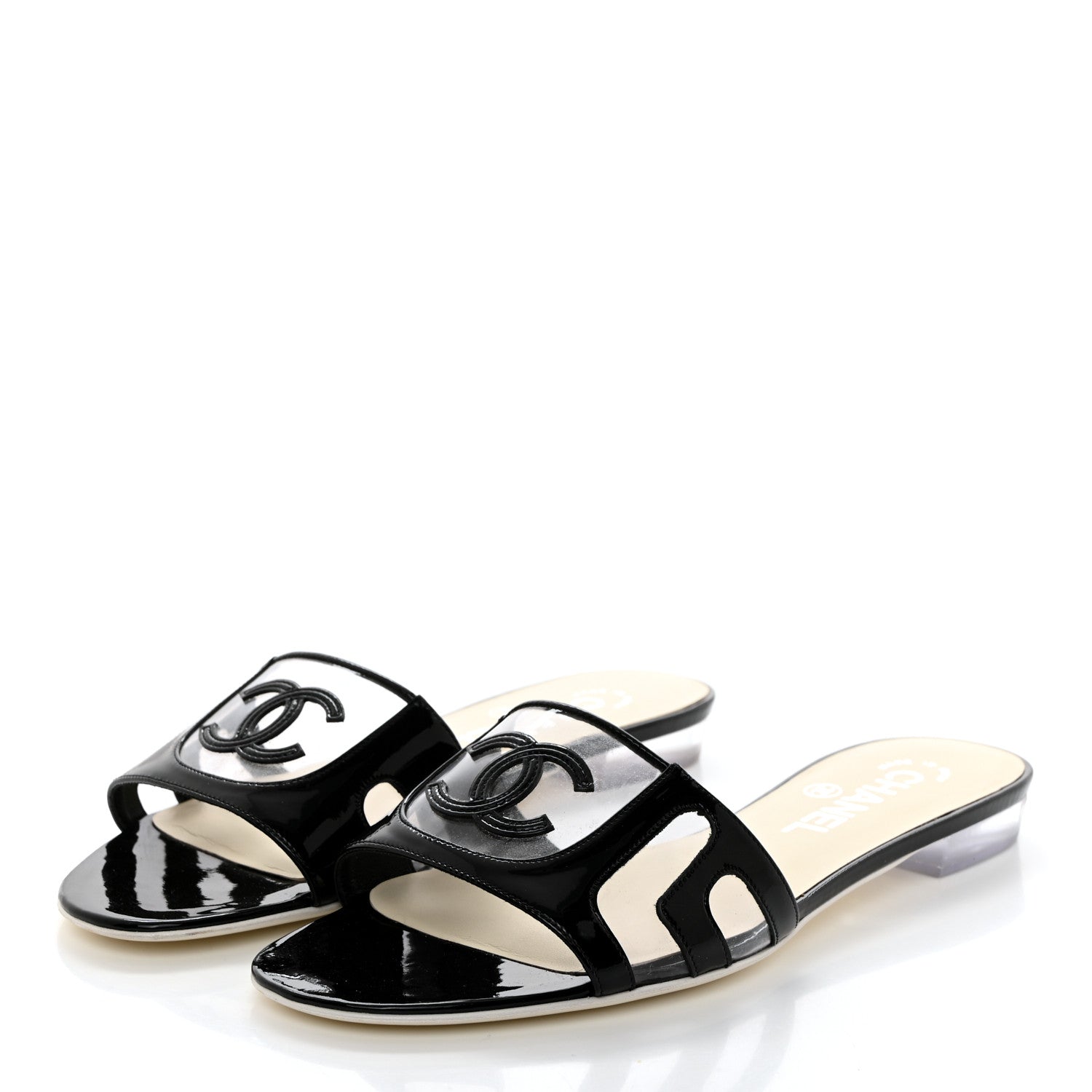 Chanel PVC Patent Leather CC Slides 37 Black 3 of 9