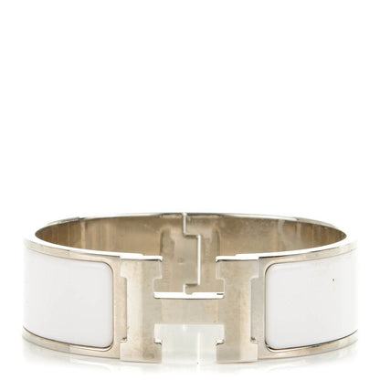 Hermes Enamel Wide Clic Clac H Bracelet GM White 1 of 4