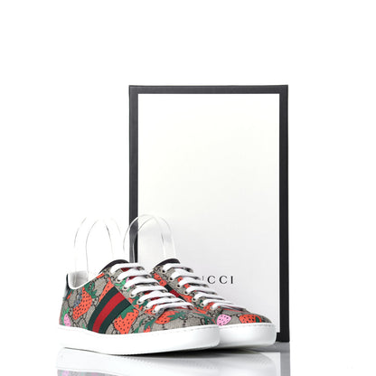 Gucci GG Supreme Monogram Strawberry Web Womens Ace Sneakers 36 Beige Multicolor Red Green 8 of 8
