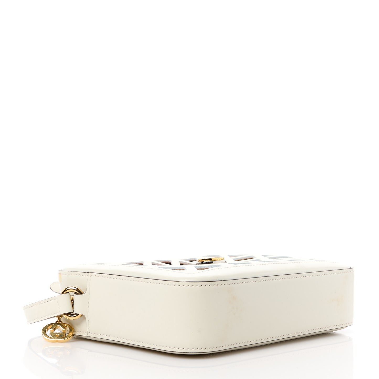 Canvas Calfskin Flora Infinity Cutout Shoulder Bag White Multicolor