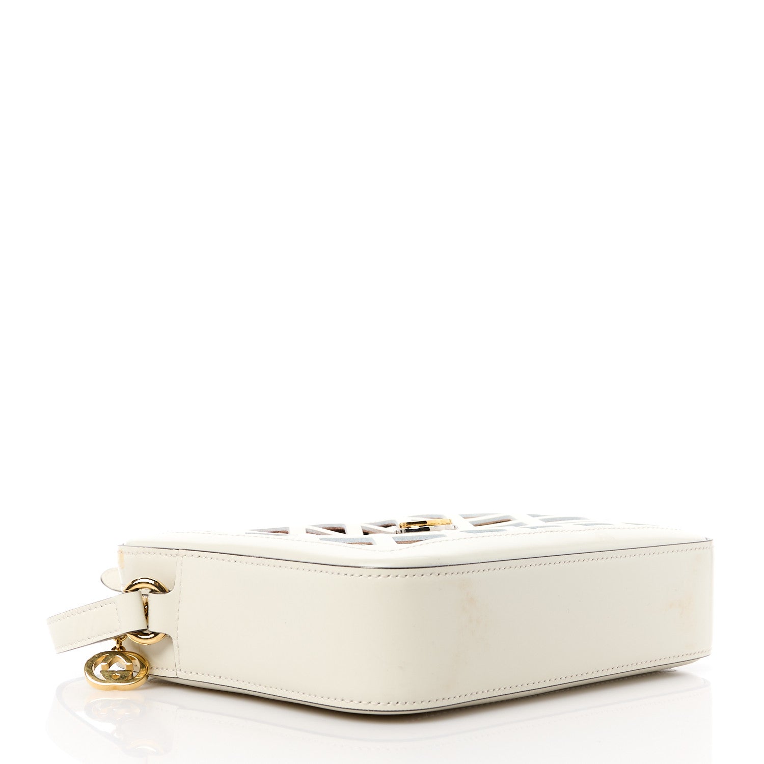 Gucci Canvas Calfskin Flora Infinity Cutout Shoulder Bag White Multicolor 4 of 11