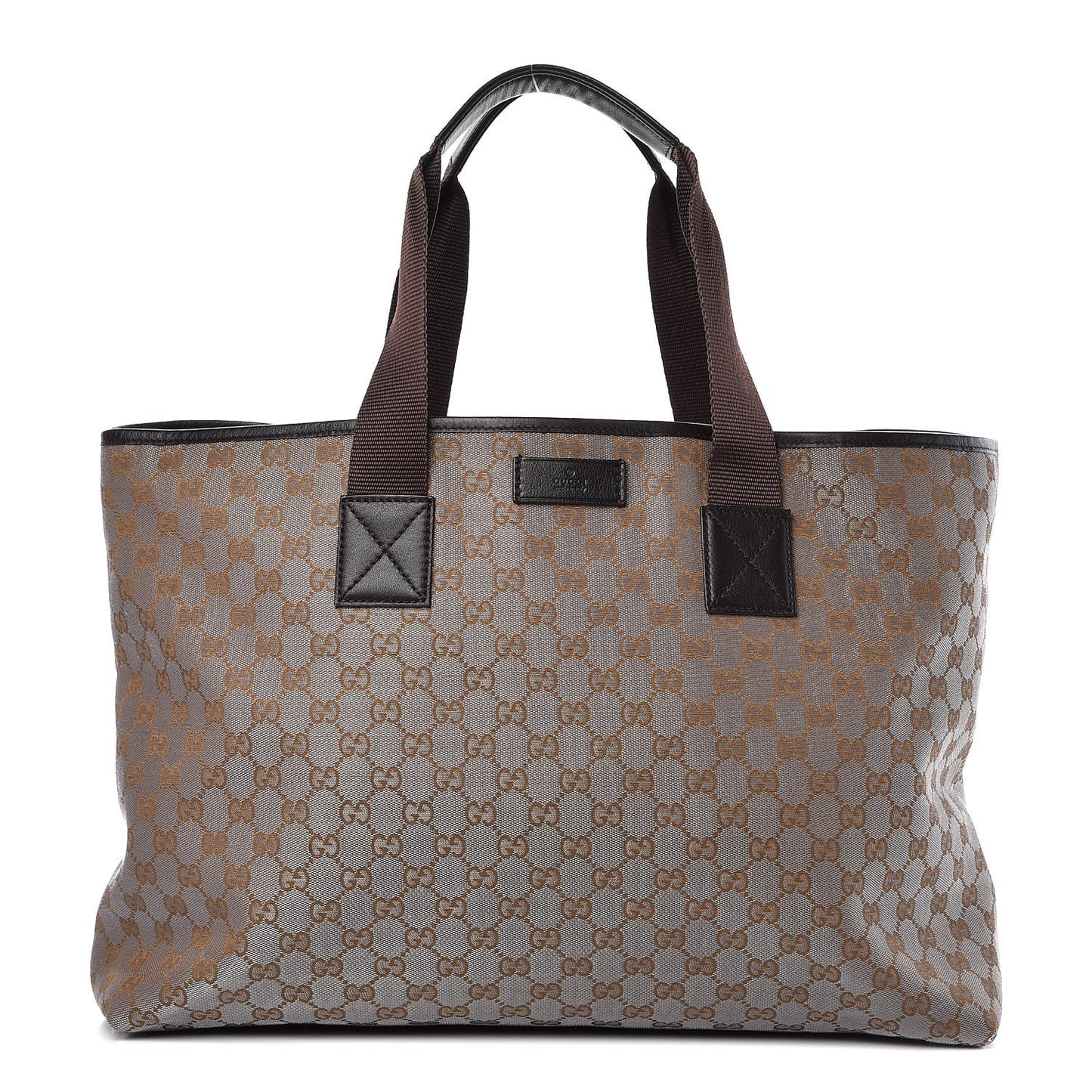 Metallic Monogram Canvas Tote Brown