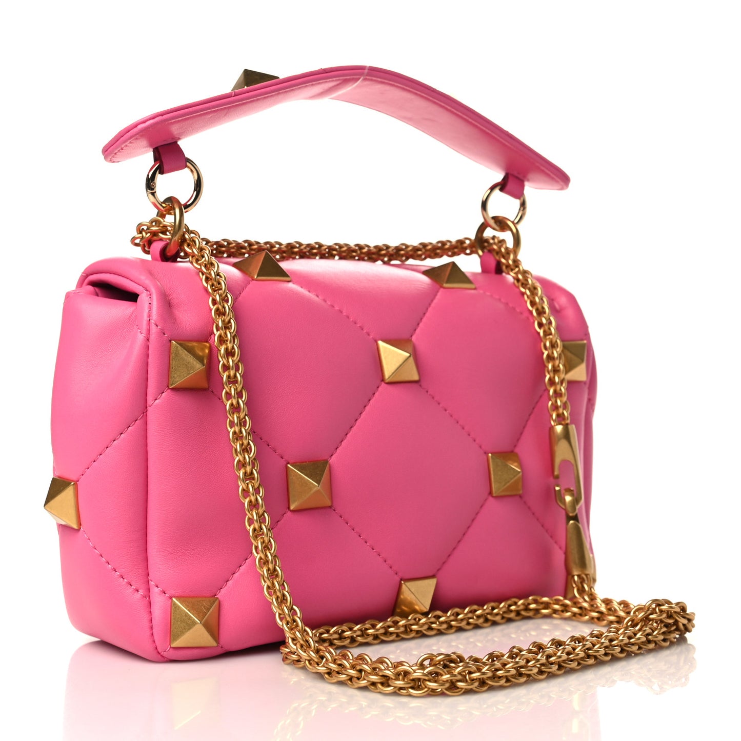 Nappa Medium Roman Stud Shoulder Bag Feminine Pink