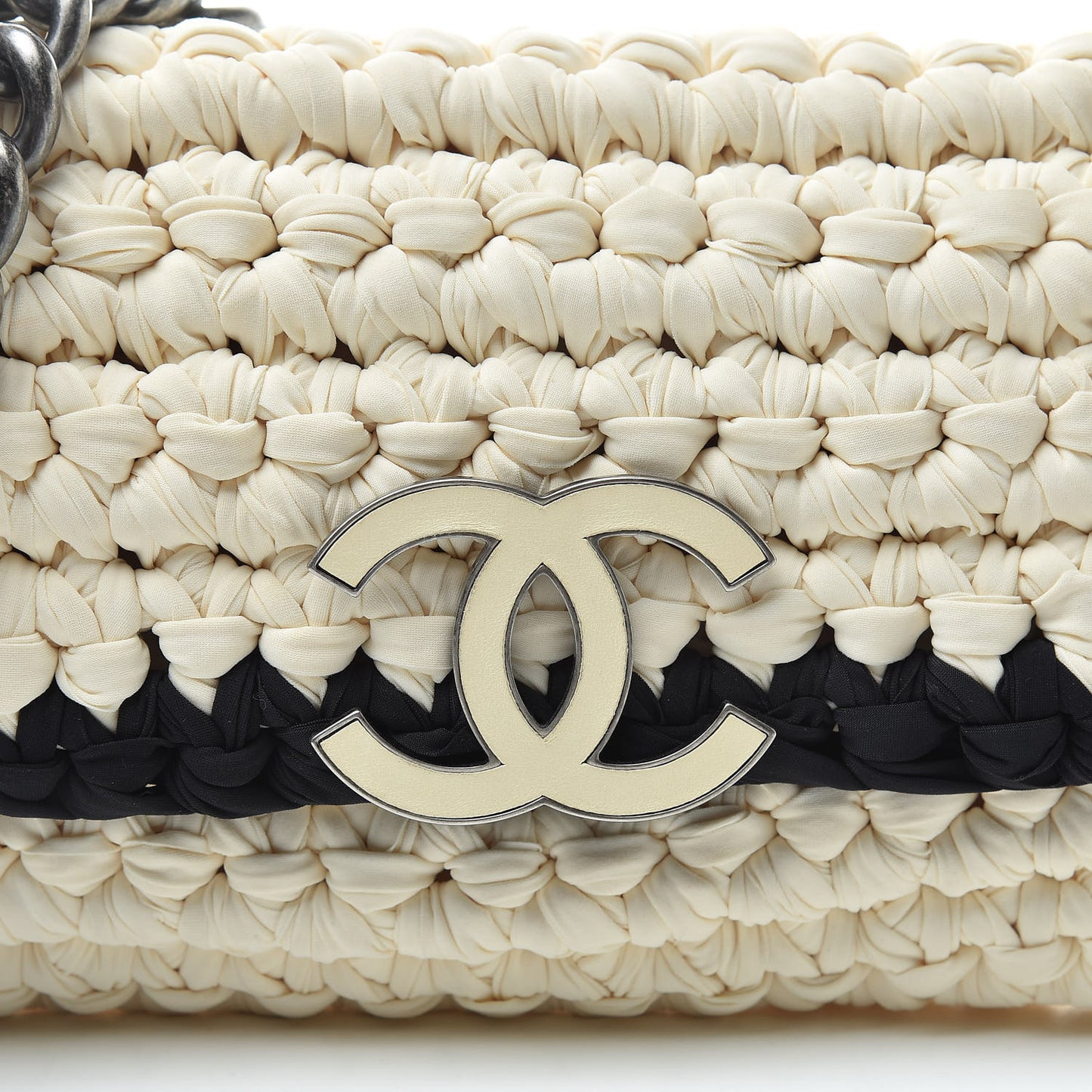 Woven Fabric Single Flap Ivory Black