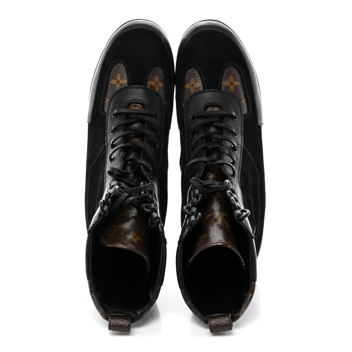 Suede Calfskin Monogram Laureate Platform Desert Boots 41 Black