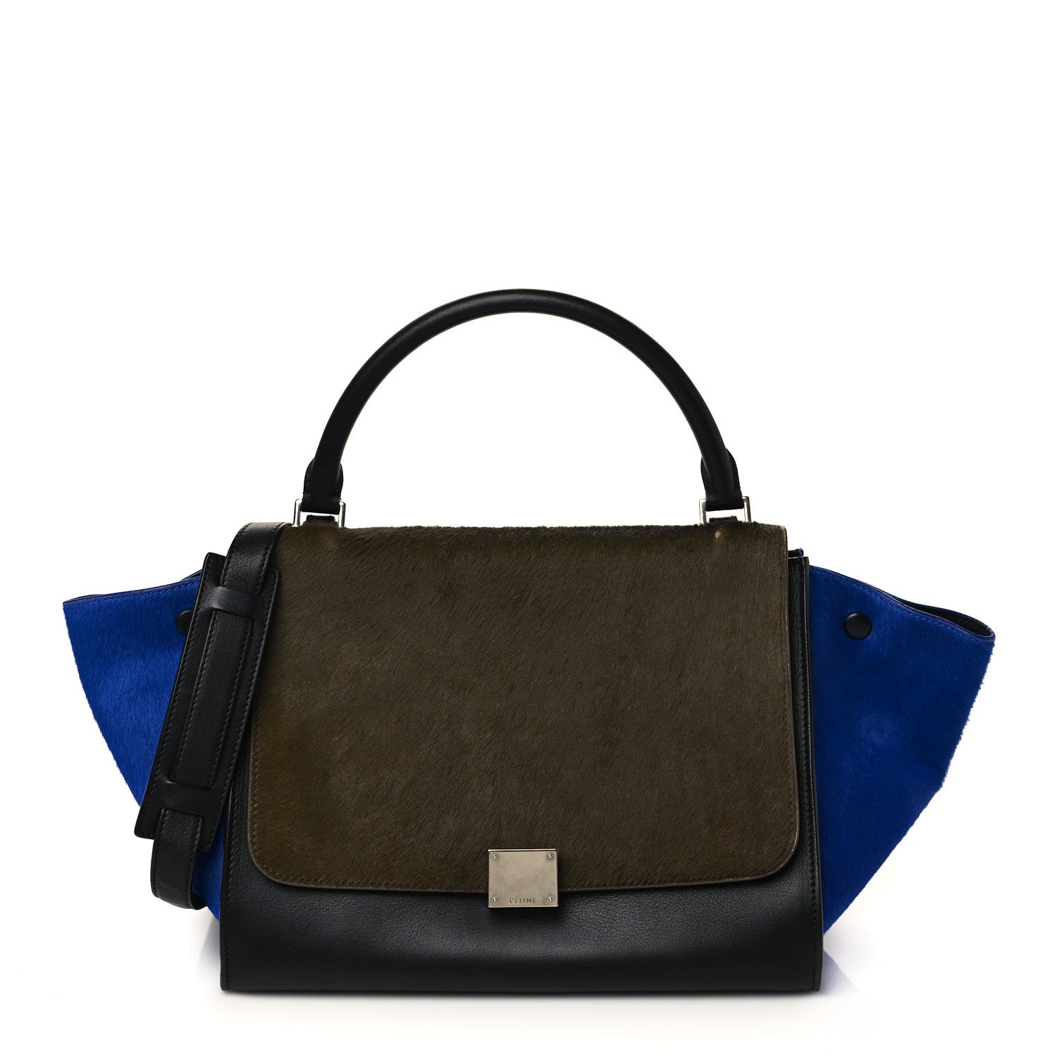 Celine Pony Hair Smooth Calfskin Tri-Color Medium Trapeze Cobalt 1 of 6