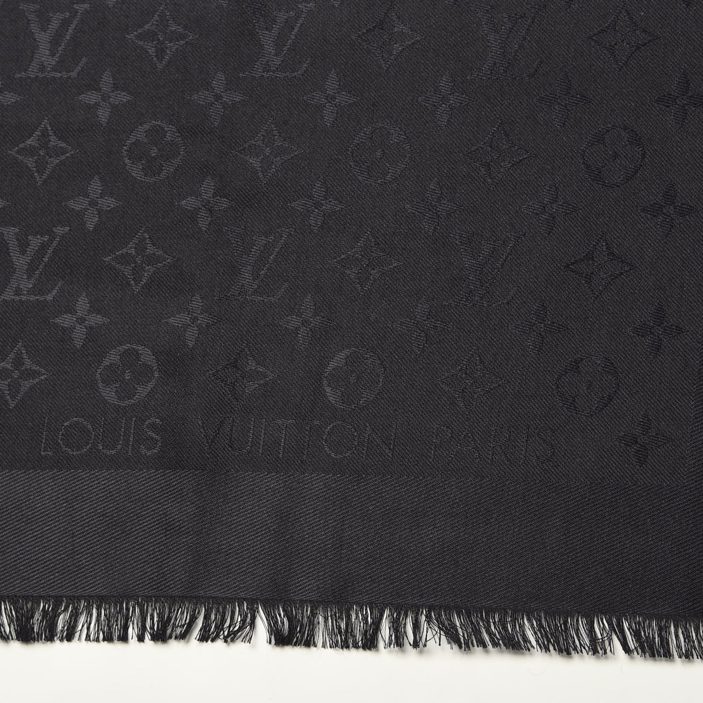 Silk Wool Monogram Shawl Black