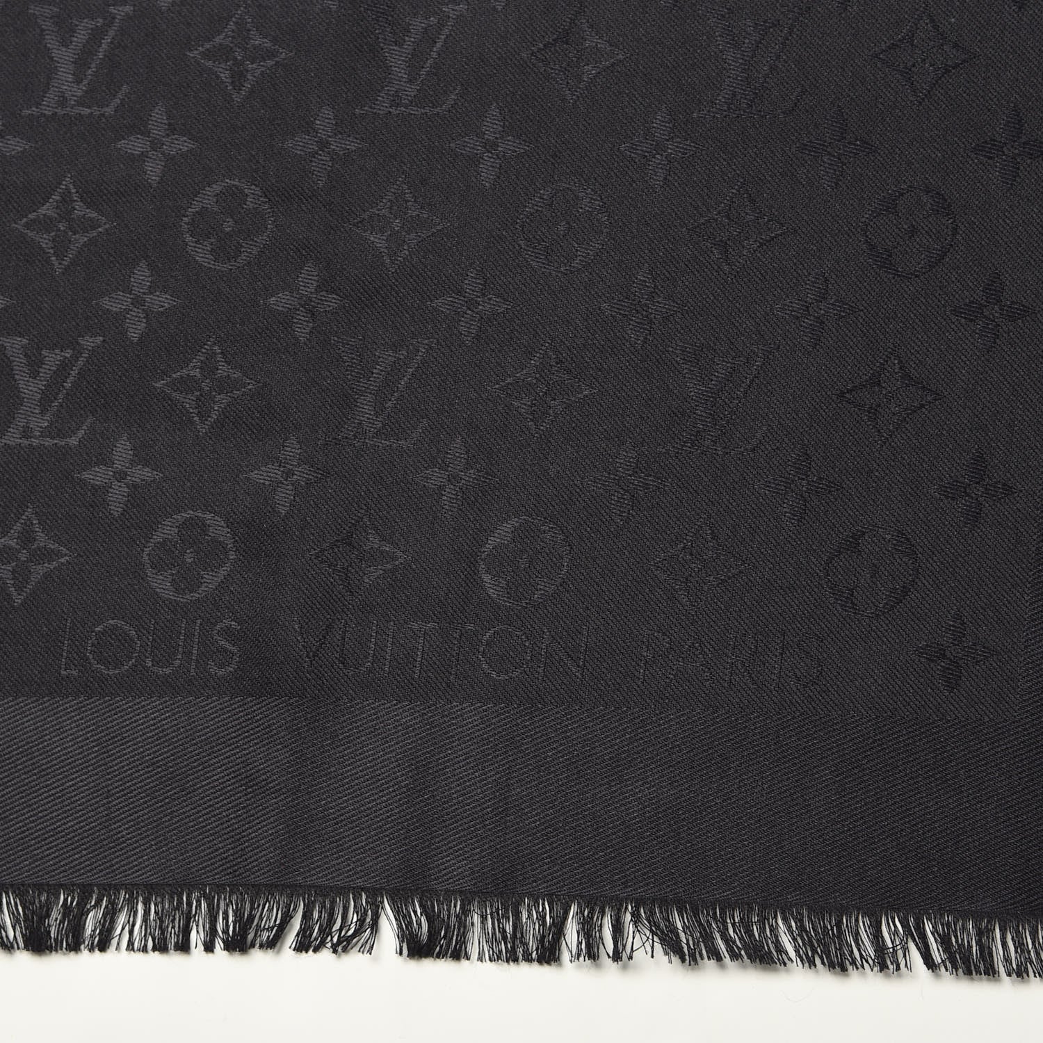 Louis Vuitton Silk Wool Monogram Shawl Black 3 of 6
