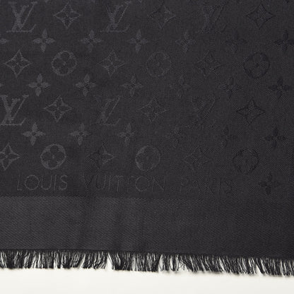 Louis Vuitton Silk Wool Monogram Shawl Black 3 of 6