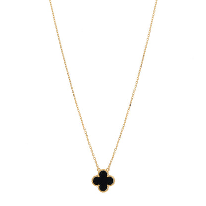 Van Cleef & Arpels 18K Yellow Gold Black Onyx Vintage Alhambra Pendant Necklace 1 of 6