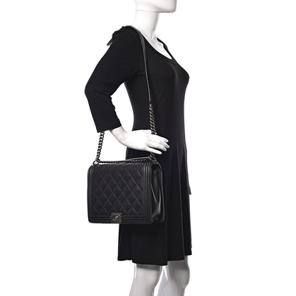 Chanel Calfskin Double Stitch Large Boy Flap Black 2 of 10