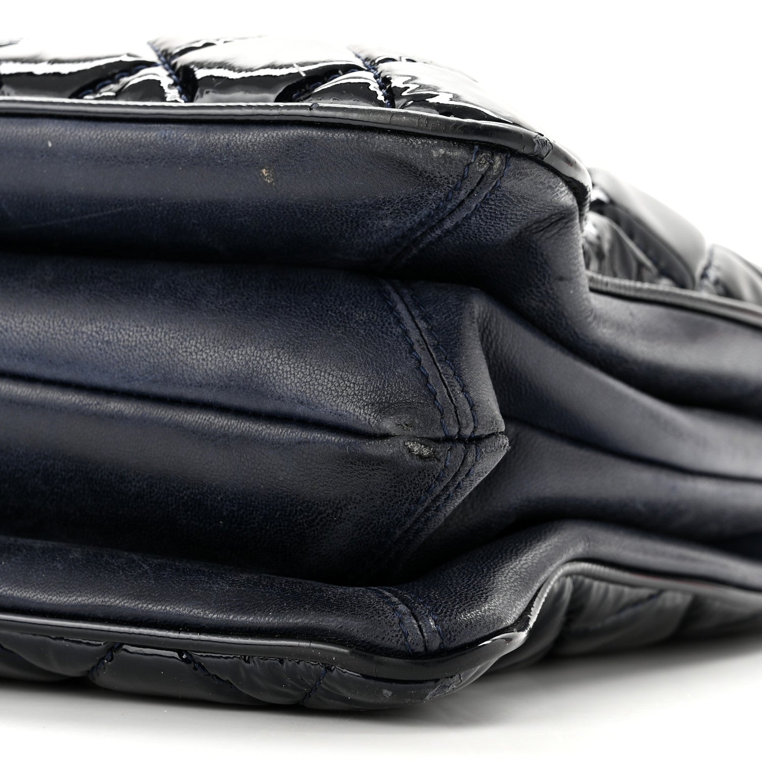 Chanel Patent Quilted Accordion Shopping Tote Navy 9 of 12