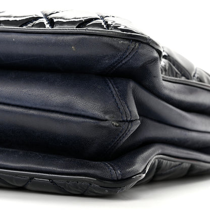 Chanel Patent Quilted Accordion Shopping Tote Navy 9 of 12