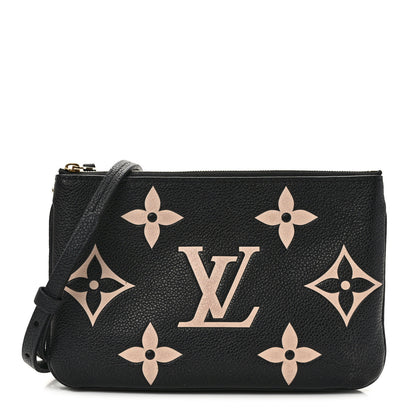 Louis Vuitton Empreinte Monogram Giant Double Zip Pochette Black Cream 1 of 14