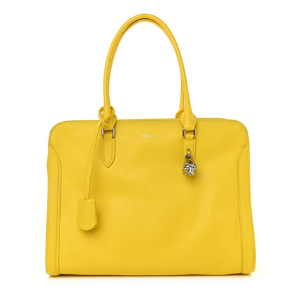 Alexander McQueen Pebbled Calfskin Large Skull Padlock Zip Around Tote Yellow 1 of 13
