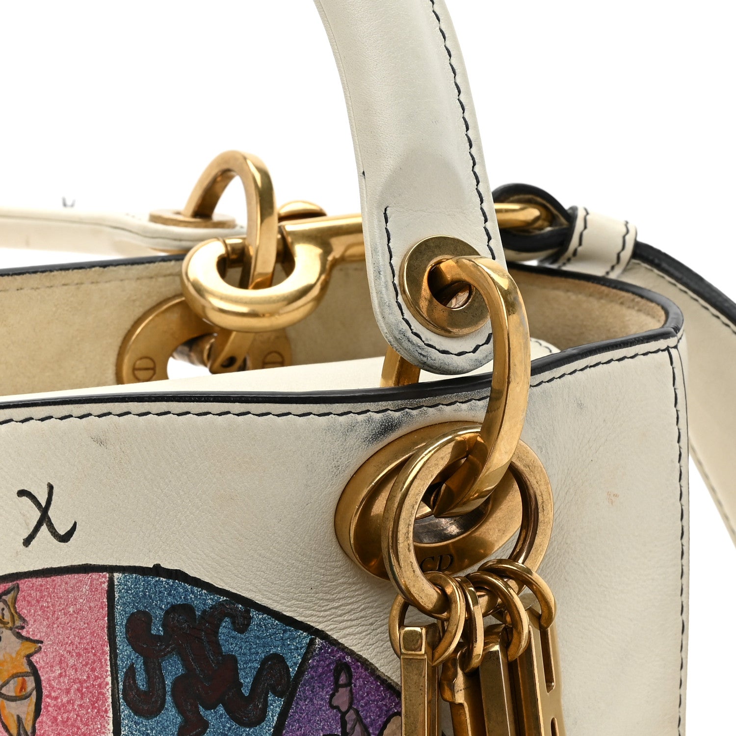 Christian Dior Calfskin Wheel of Fortune Medium Lady Dior Off White 20 of 20
