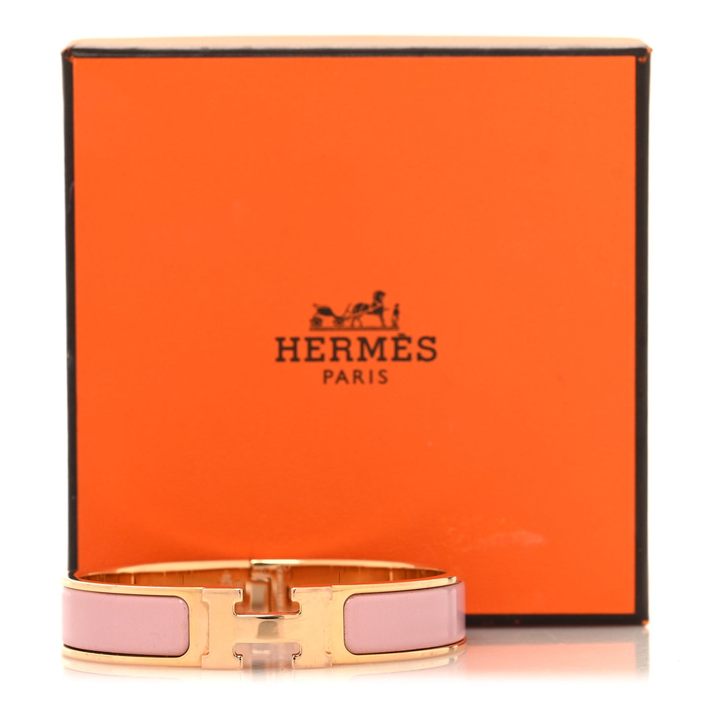 Enamel Narrow Clic Clac H Bracelet PM Rose Nacarat