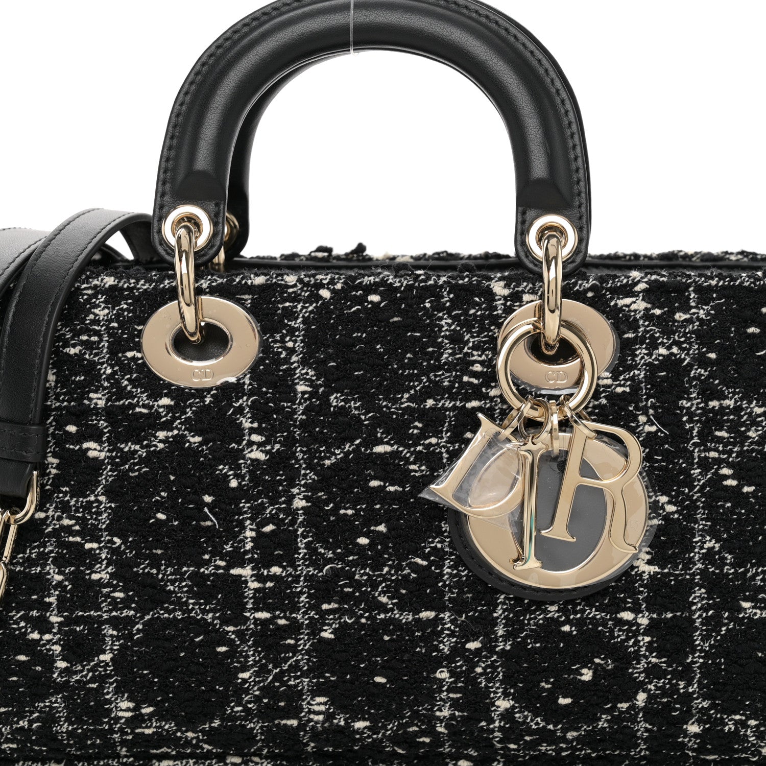 Christian Dior Tweed Cannage Lady D-Joy Black White 7 of 10
