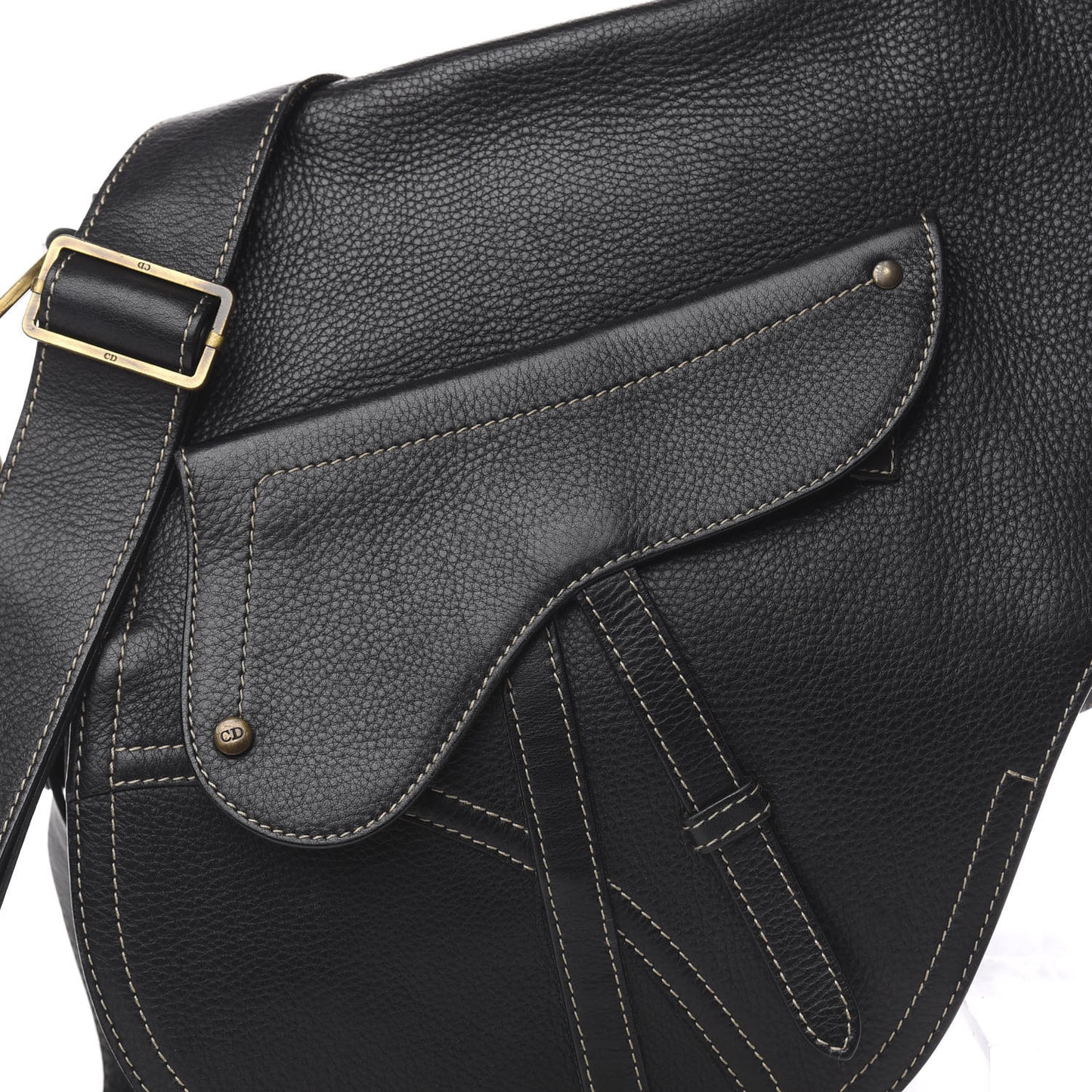 Calfskin Baudrier Saddle Bag Black