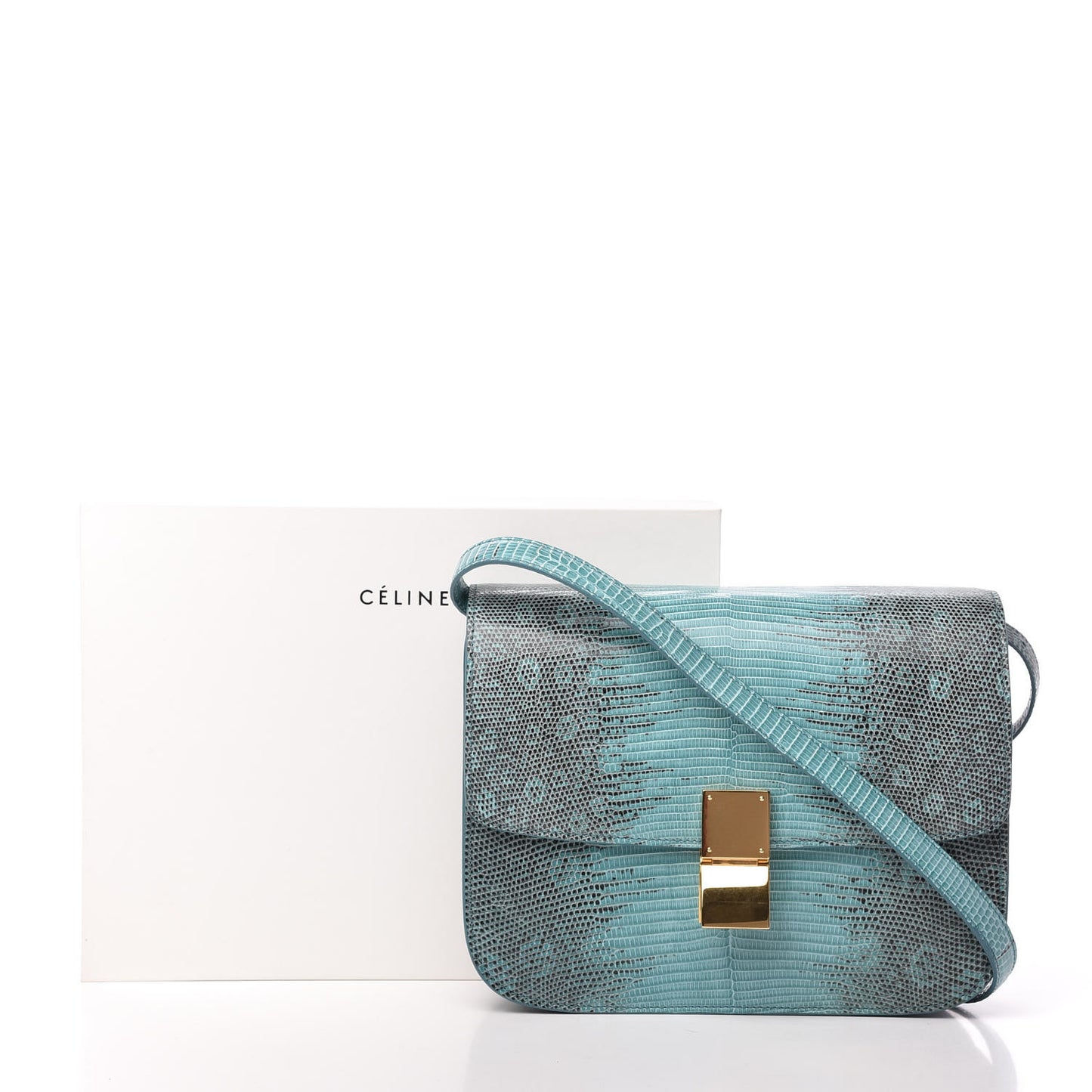 Lizard Medium Classic Box Flap Bag Antarctic