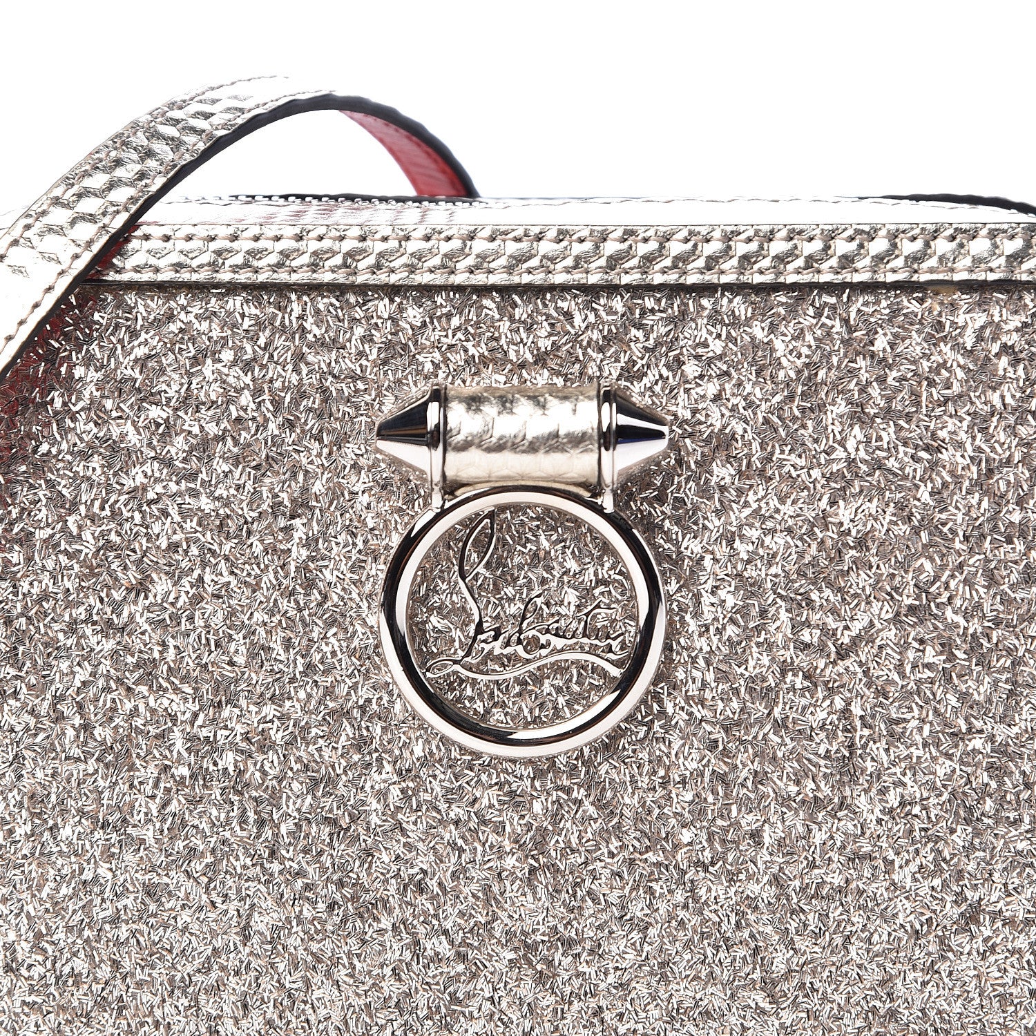 Christian Louboutin Givre Calfskin Glitter Cubiste Mini Rubylou Perle Platine 10 of 10