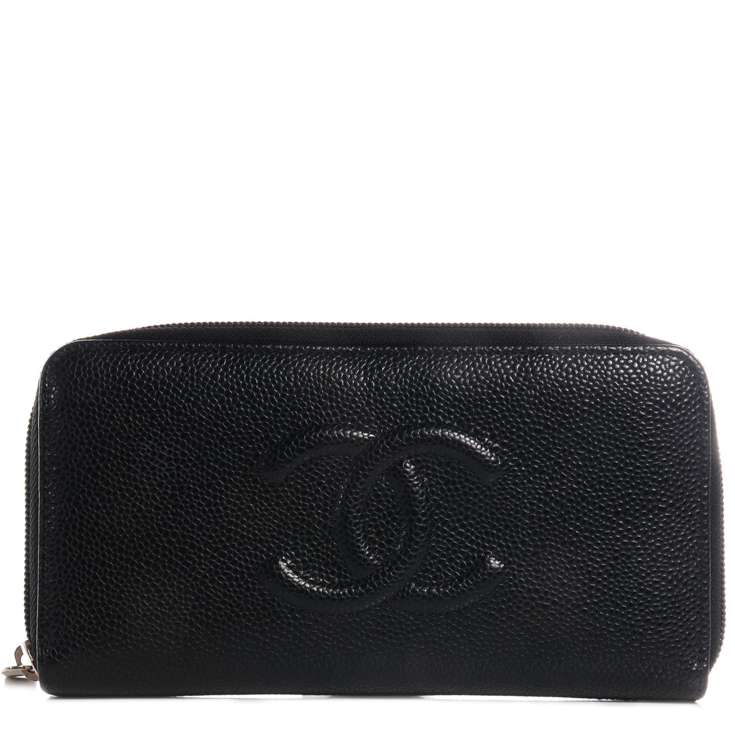 Caviar CC Large Gusset Zip Around Wallet Black