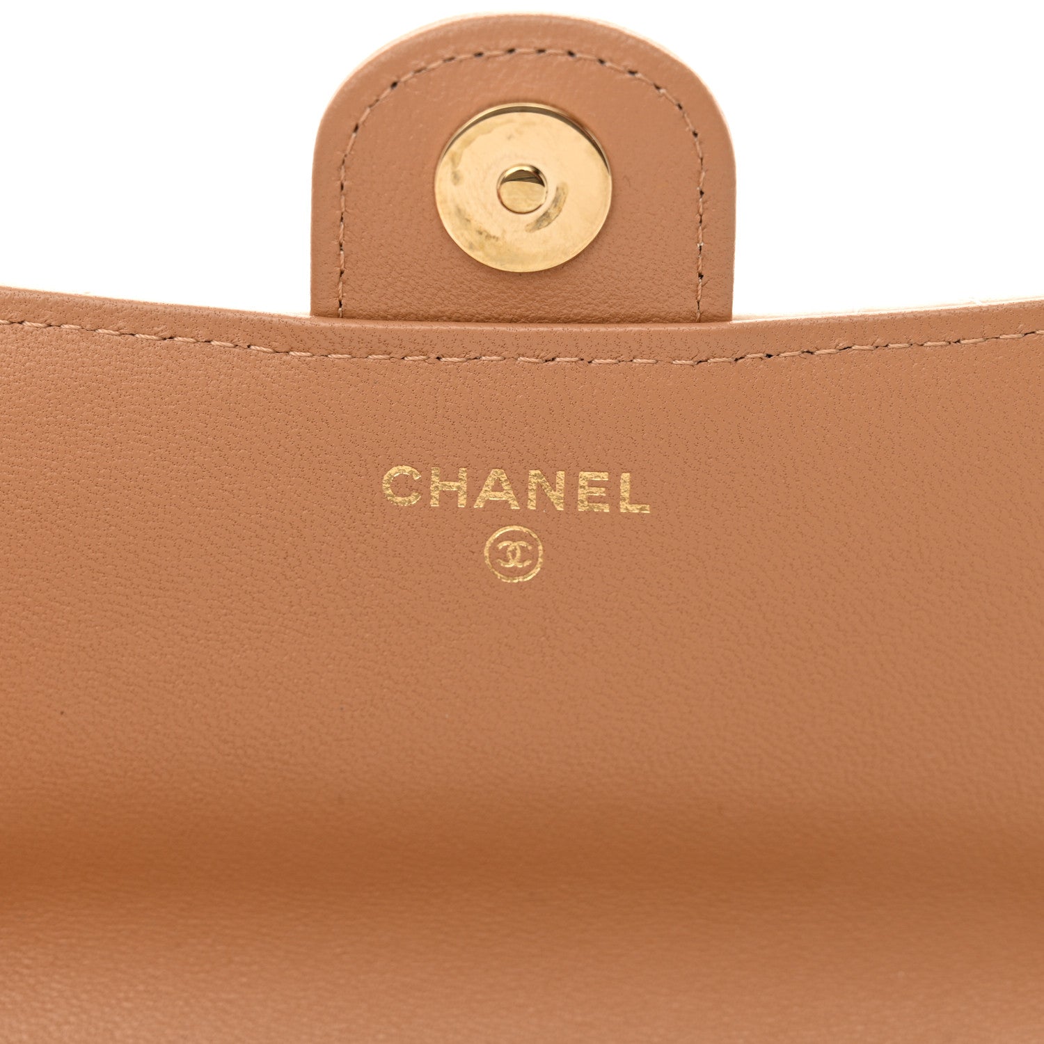 Chanel Lambskin Quilted Flap Phone Holder With Chain Ecru Dark Beige 6 of 12