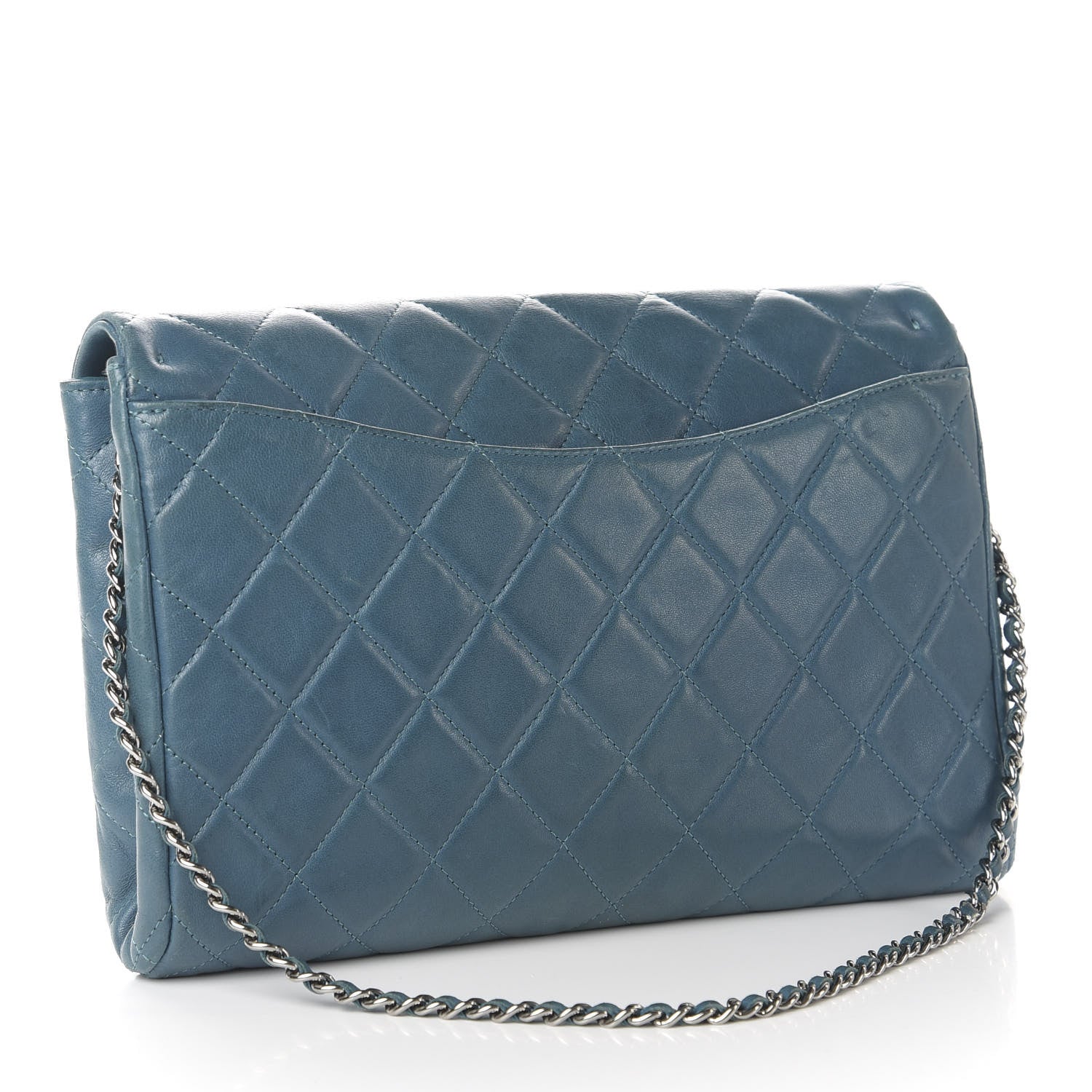 Chanel Lambskin Quilted Clutch With Chain Flap Turquoise 3 of 12