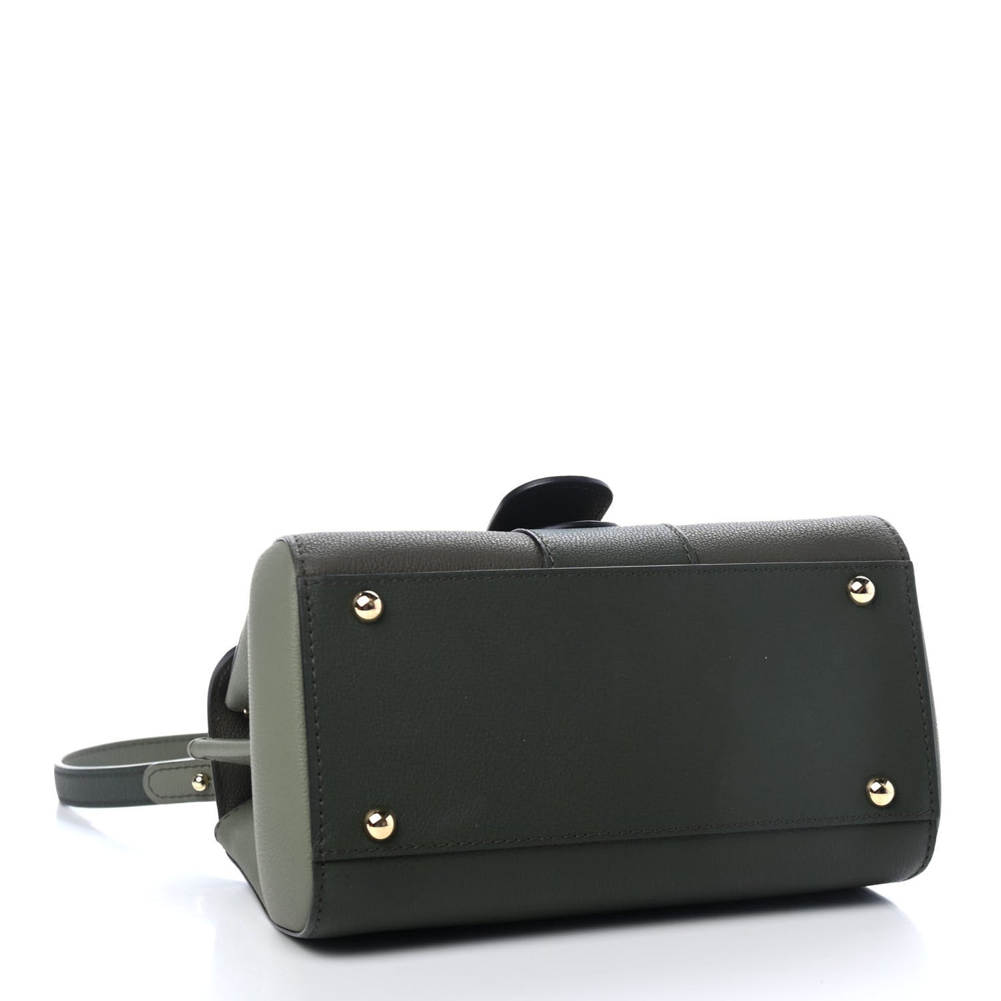Grained Calfskin Bi-Color Brillant Mini Satchel Kaki
