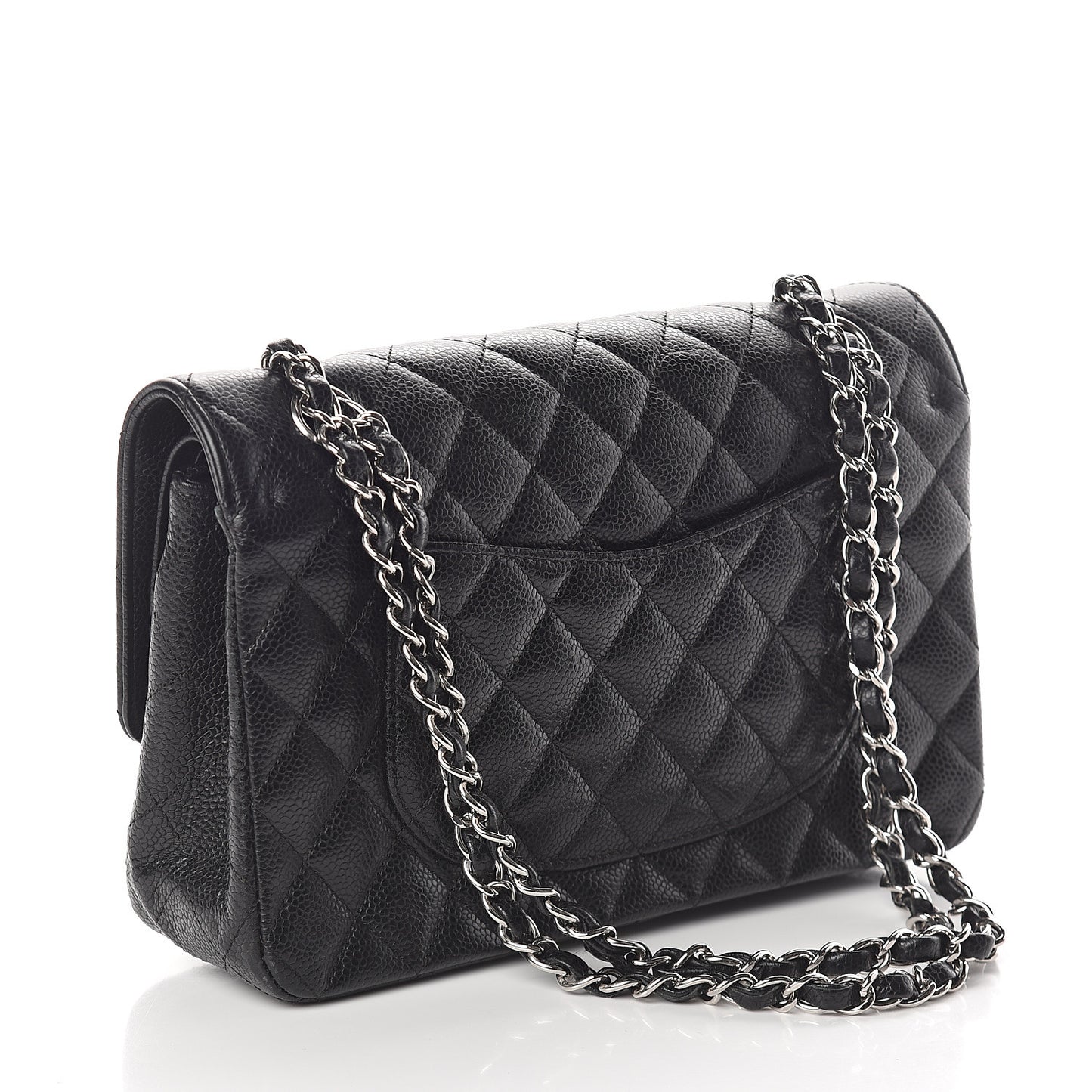 Caviar Quilted Medium Double Flap Black