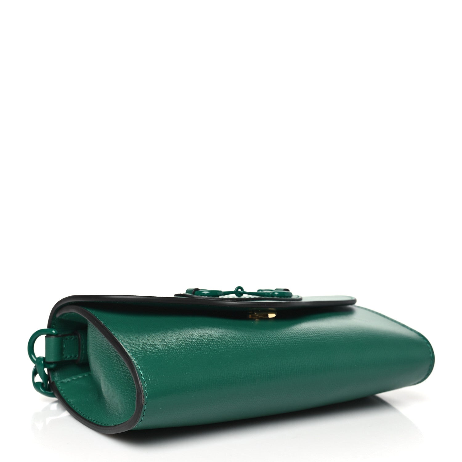 Gucci Azalea Calfskin Web Monochrome Mini Horsebit 1955 Chain Shoulder Bag Emerald 4 of 10