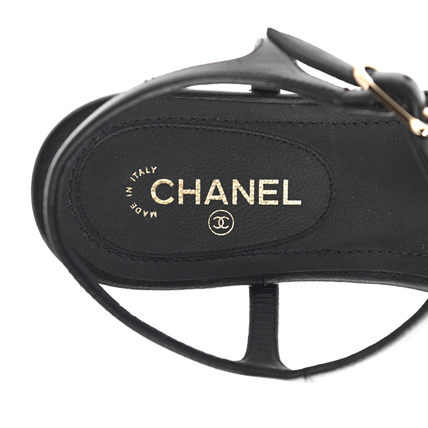 Chanel Calfskin Pearl Crystal CC Charm Thong Sandals 35.5 Black 6 of 11