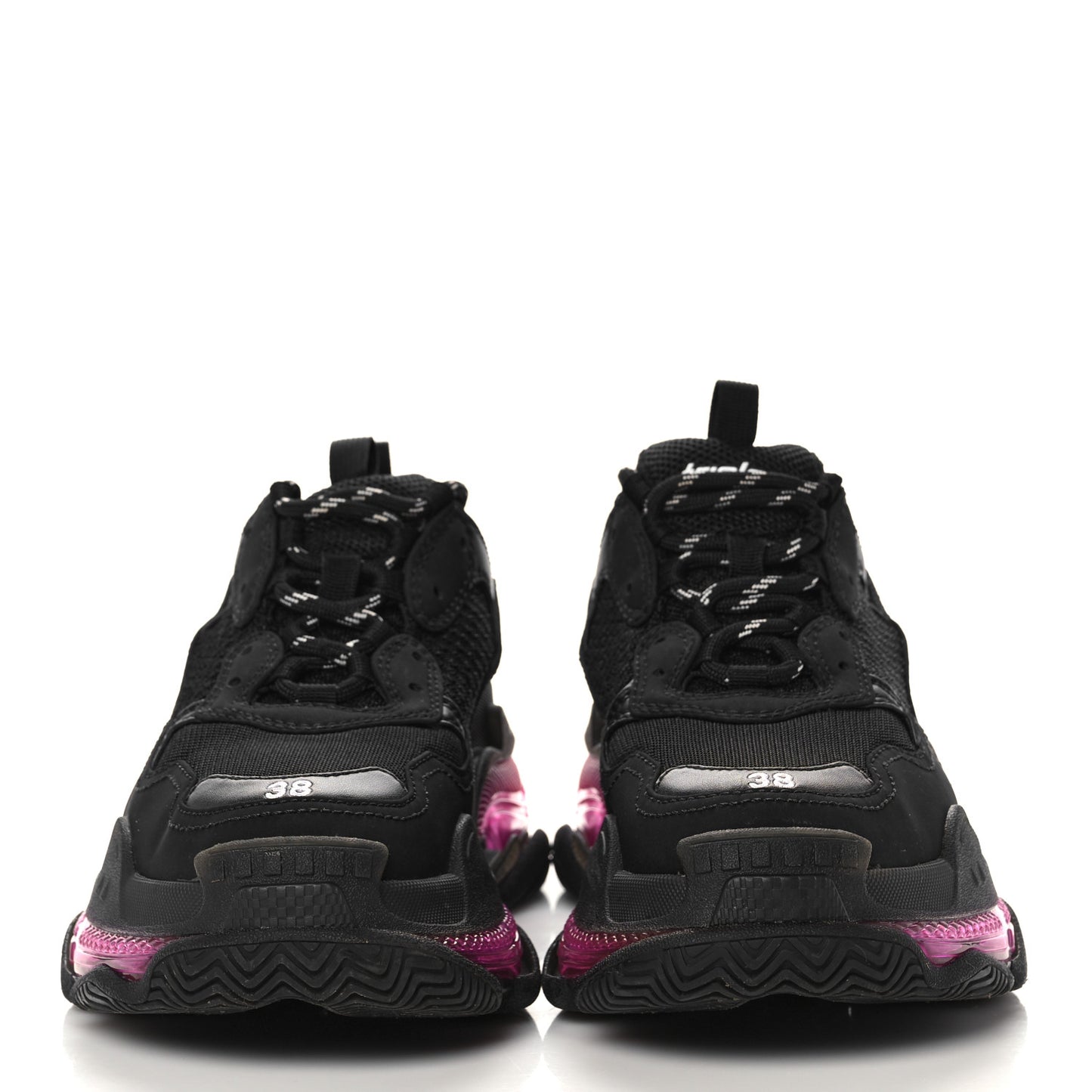 Fabric Mesh Clear Sole Womens Triple S Sneakers 38 Black Pink Neon