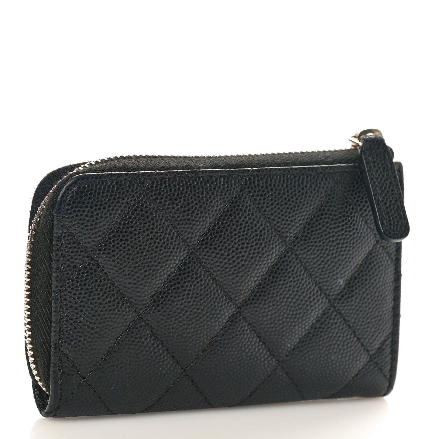 Caviar Quilted Zipped Key Holder Case Black