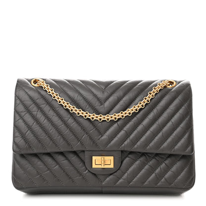 Chanel Aged Calfskin Chevron Quilted 2.55 Reissue 226 Flap Dark Grey 1 of 12