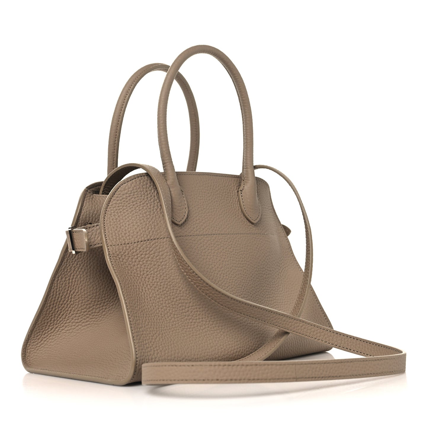 Grained Calfskin Soft Margaux 10 Bag Dark Taupe
