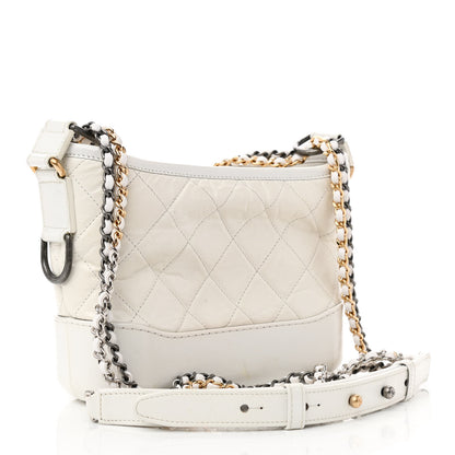 Chanel Aged Calfskin Quilted Small Gabrielle Hobo White 3 of 15