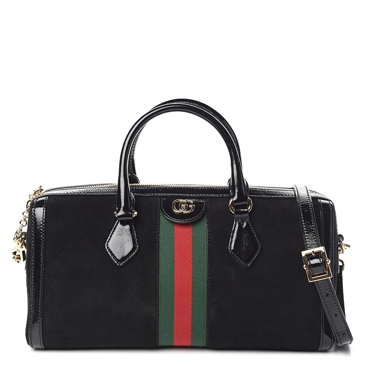 Suede Patent GG Web Medium Ophidia Boston Black